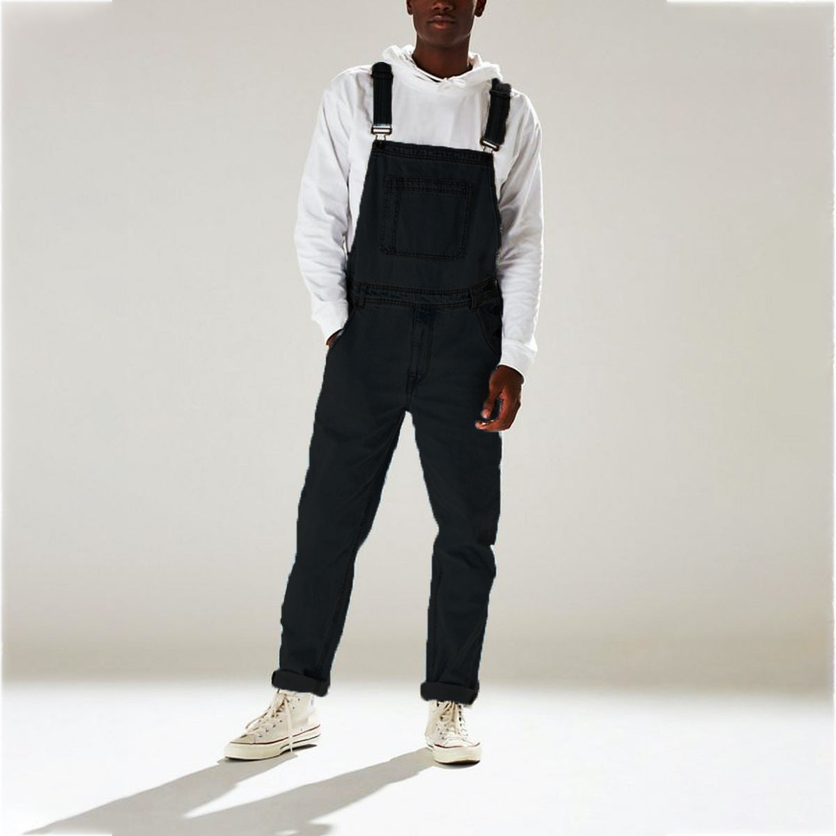 high waist suspender jeans