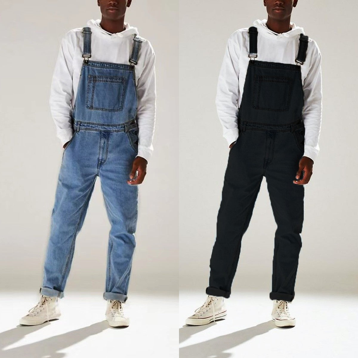 high waist suspender jeans