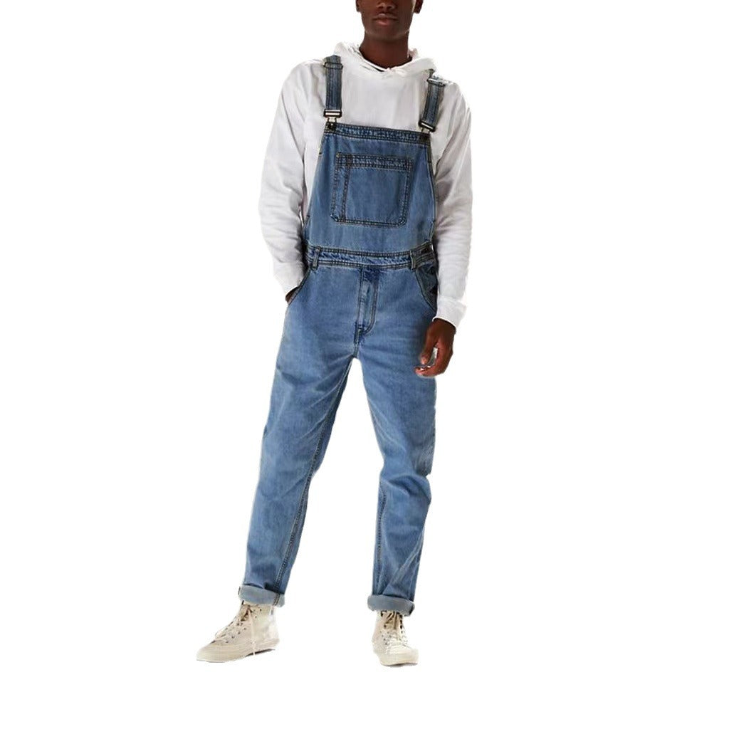 high waist suspender jeans