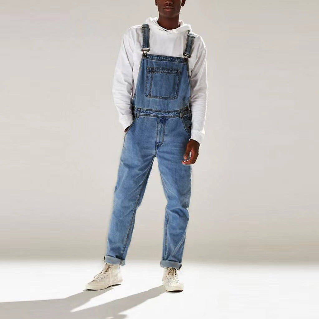 high waist suspender jeans